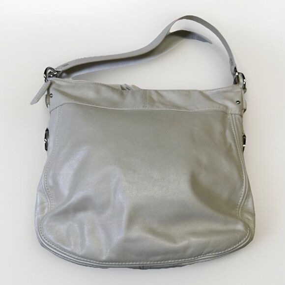 Coach Zoe Leather Hobo Shoulder Bag Ivory A1032-F14706 Dark Silver Hardware - Picture 7 of 10